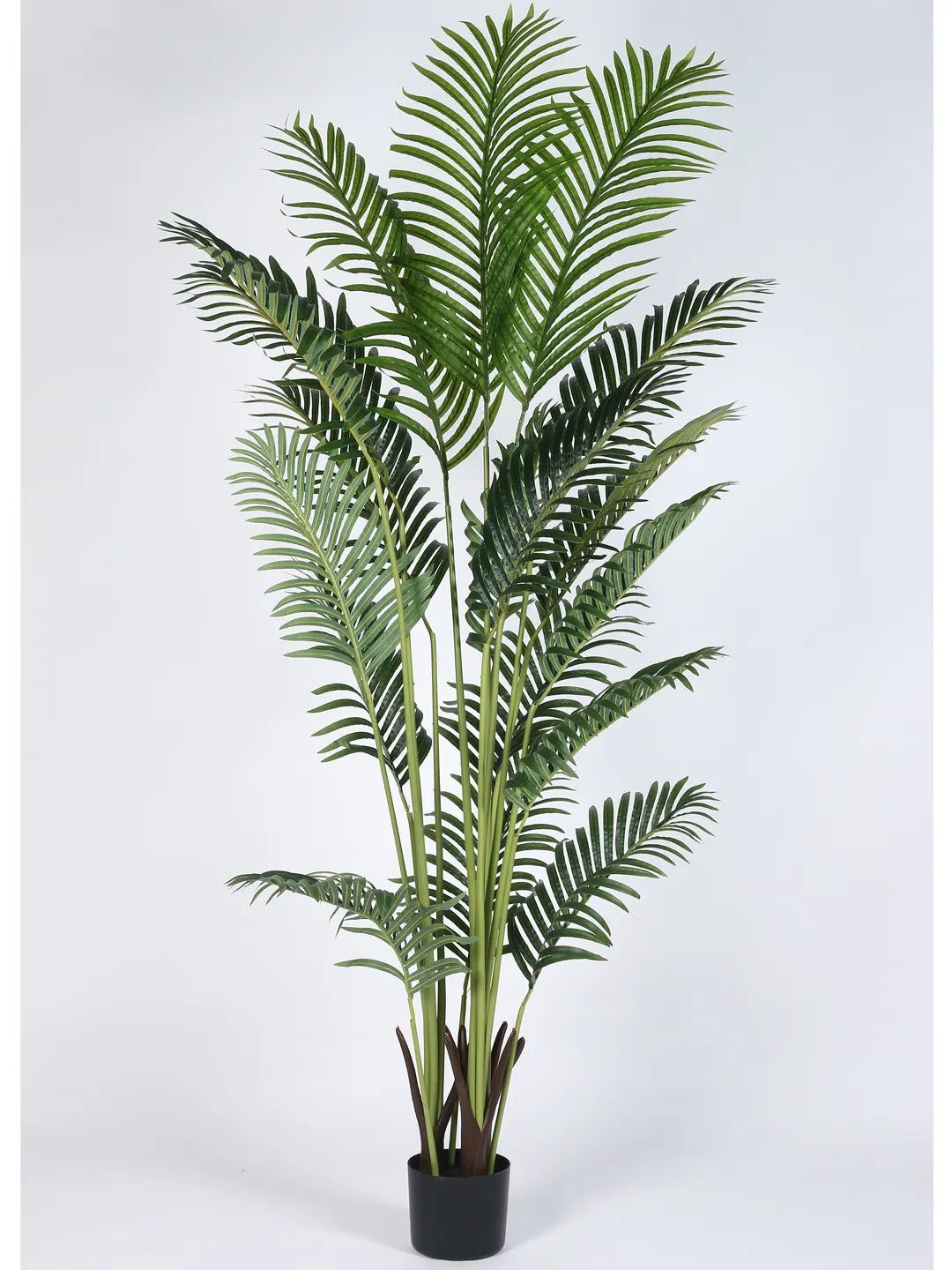 Artificial Lush Green Areca Palm Plants with Basic Black Pot - 6.5 Feet