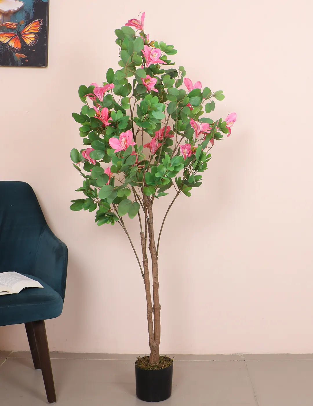 Artificial Bougainvillea Flowers Plants with Pot -160 cm Tall, Green/Pink