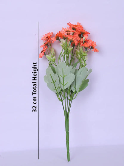 Artificial Daisy Flower Bouquets Wedding Floral Arrangement (32 cm Tall, Pack of 3, Orange)