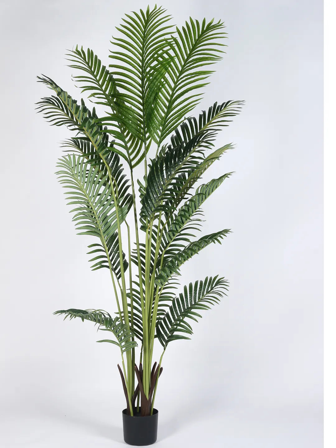 Artificial Lush Green Areca Palm Plants with Basic Black Pot - 6.5 Feet