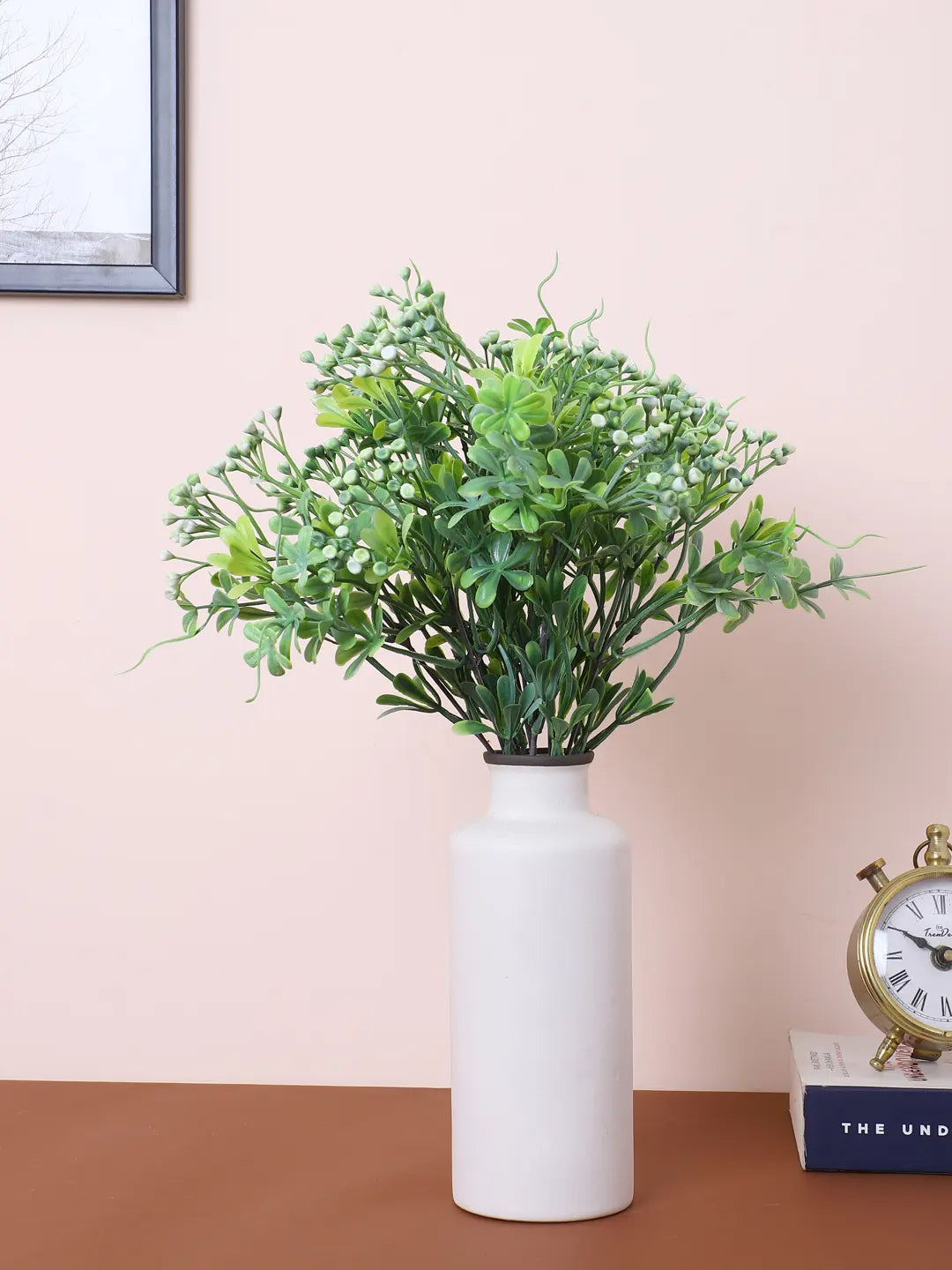 Artificial Green Bouquets for Wedding Floral Arrangement (40 cm Tall, Without Pot, Pack of 3, Multicolor)