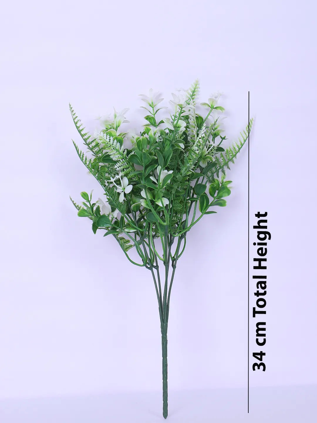 Artificial Green Eucalyptus Bouquets For Wedding Floral Arrangement (34 cm Tall, Pack of 3, White)