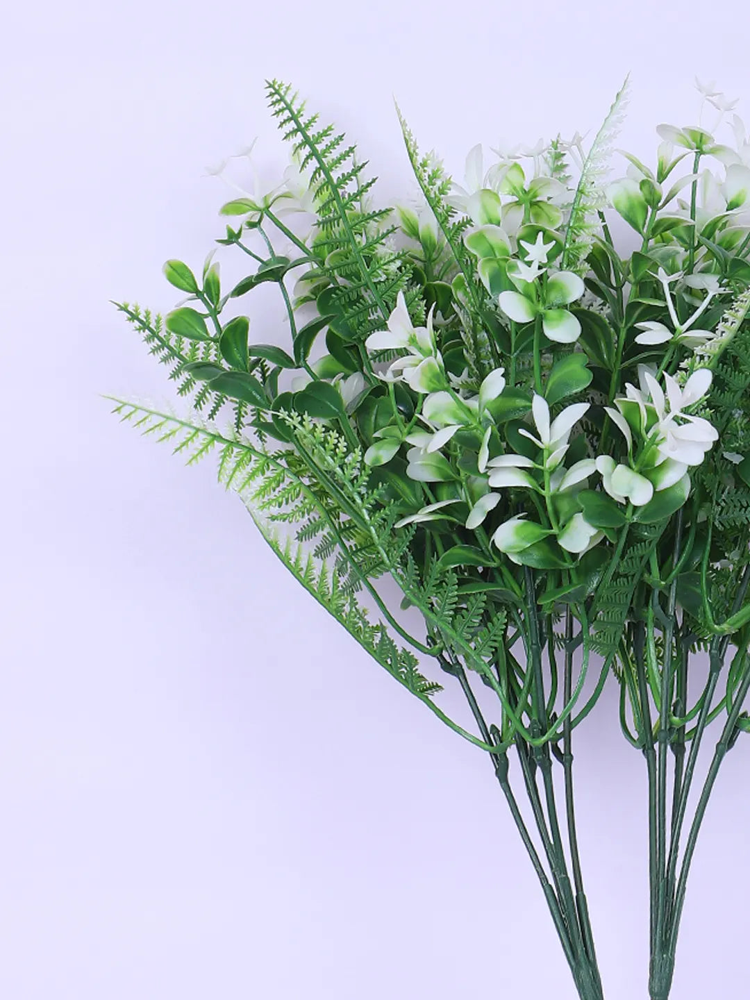 Artificial Green Eucalyptus Bouquets For Wedding Floral Arrangement (34 cm Tall, Pack of 3, White)