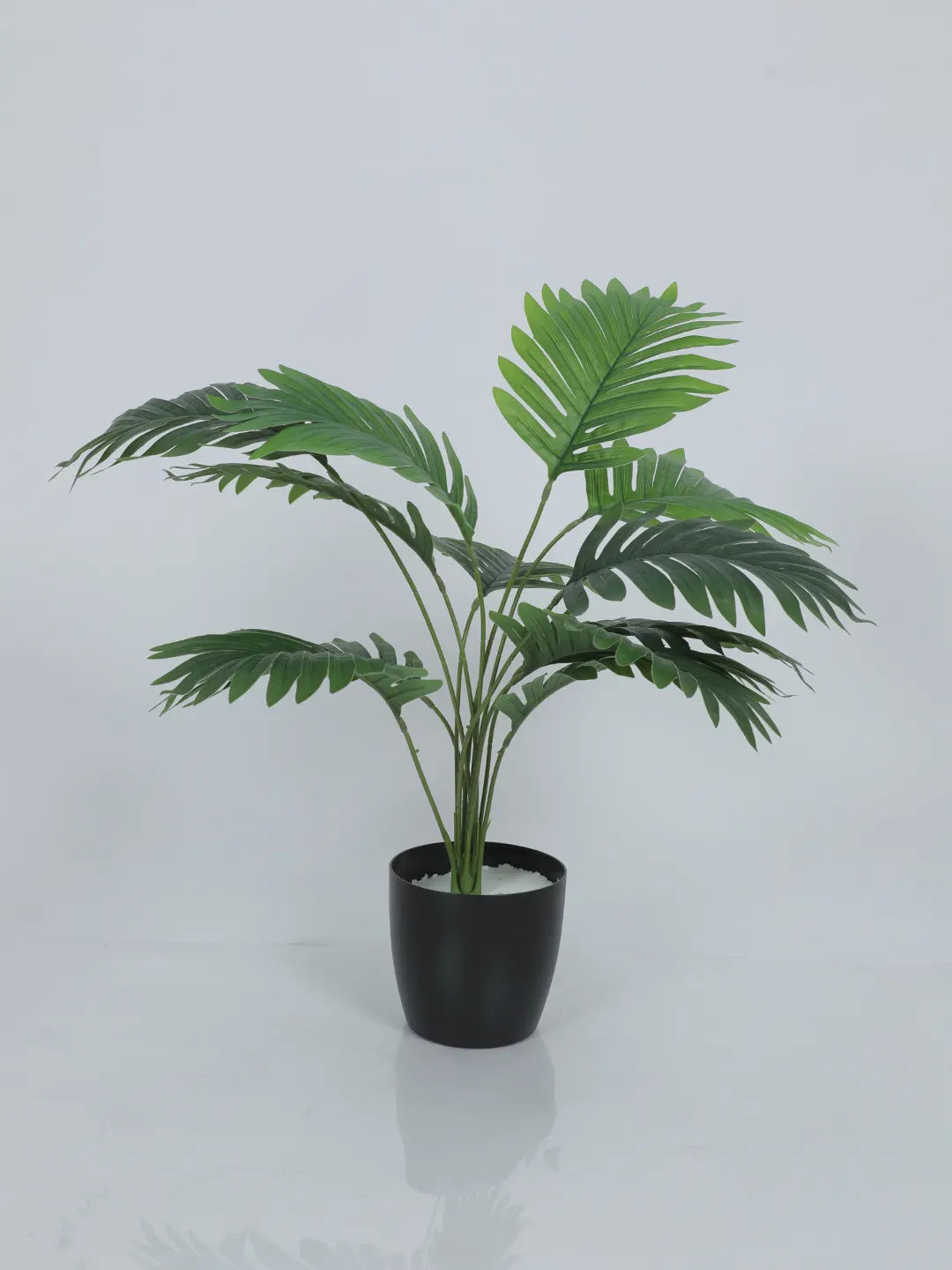 Artificial Tropical Areca Plant With Black Pot - 55 cm Tall, Green