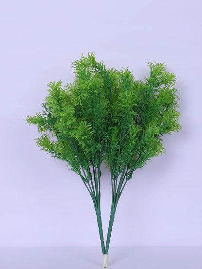Artificial Green Grass Bouquets For Wedding Floral Arrangement (30 cm Tall, Without Pot, Pack of 3, Green)