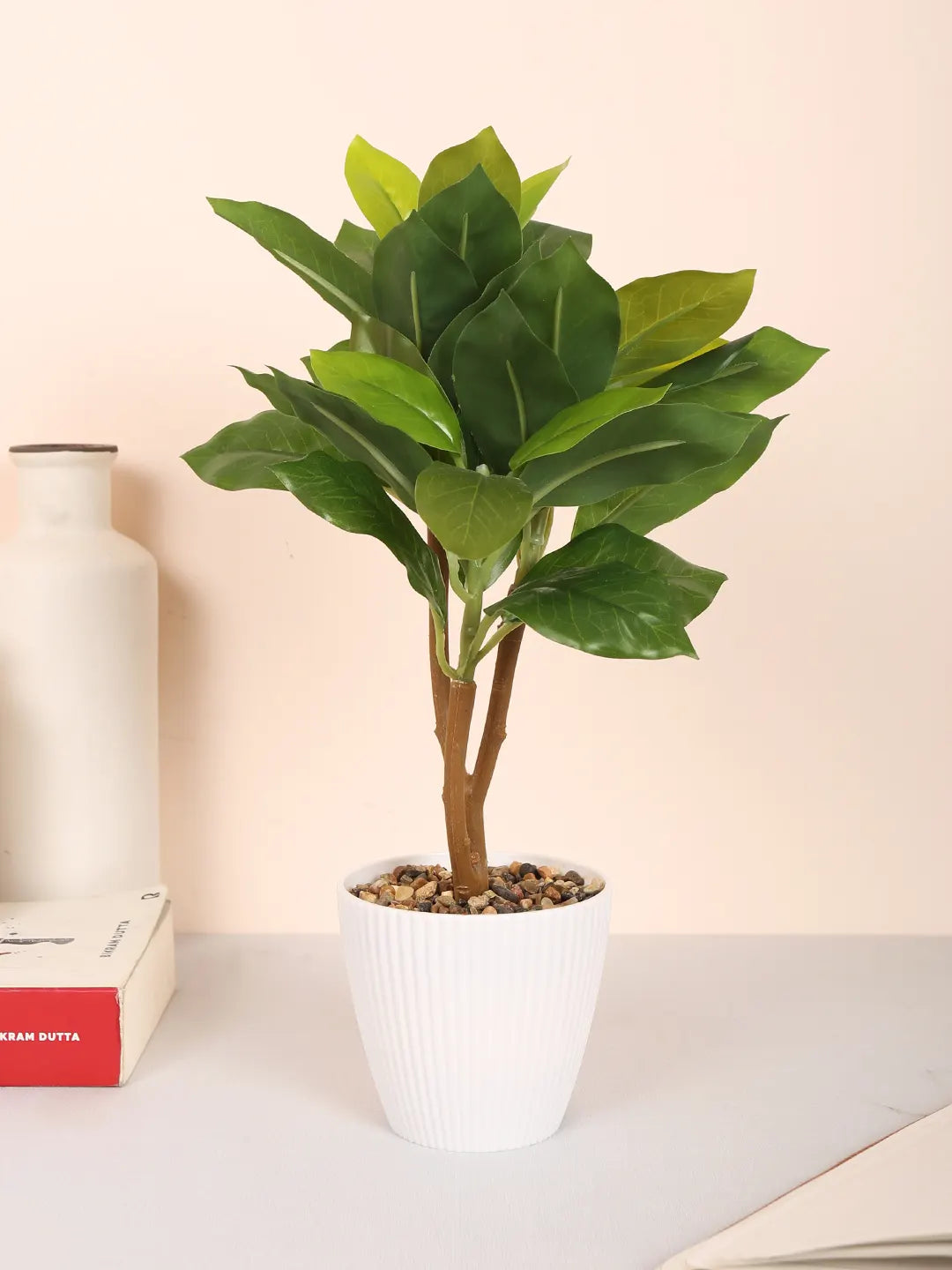 Artificial Ficus Bonsai Plant with Pot (30 cm Tall, Green)